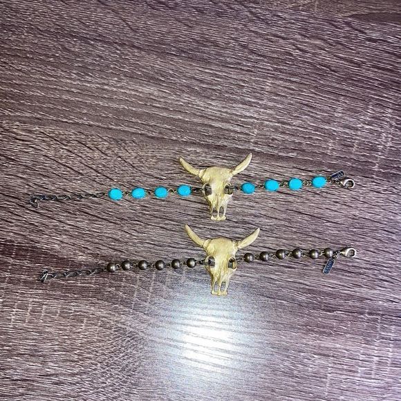 Bundle of 2 Farrah B Western Longhorn Bracelets - Picture 1 of 6
